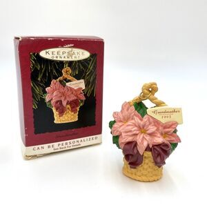 1993 Hallmark Keepsake Grandmother Poinsettia Flower Basket Christmas Ornament